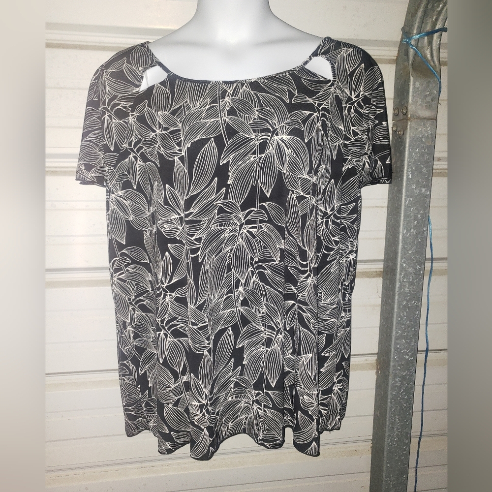 3X Plus Size Worthington Black White Work top Blouse Dressy New